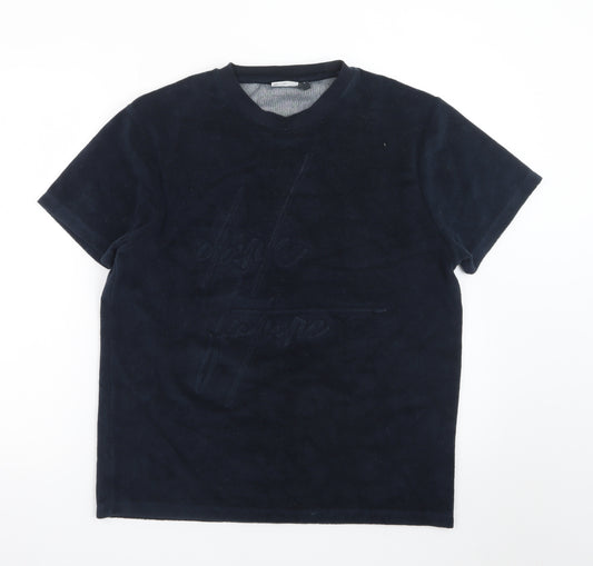 ASOS DESIGN Men's Black Short Sleeve Crew Neck Velour T-Shirt Size M