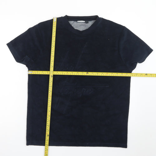 ASOS DESIGN Men's Black Short Sleeve Crew Neck Velour T-Shirt Size M