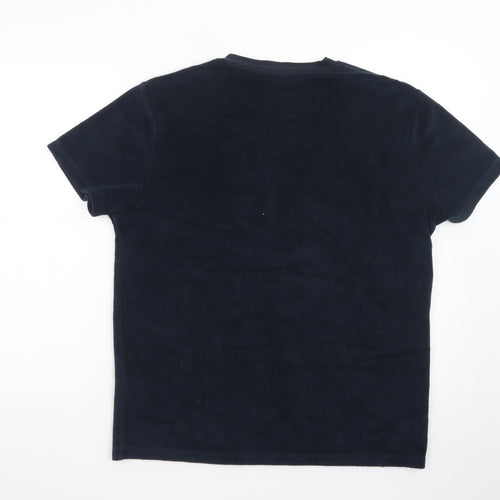 ASOS DESIGN Men's Black Short Sleeve Crew Neck Velour T-Shirt Size M