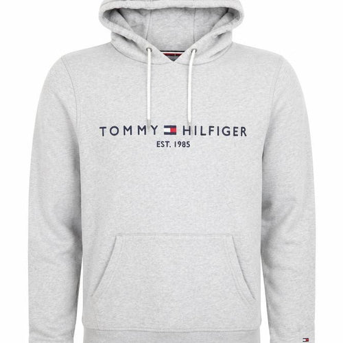 Tommy Hilfiger Men’s Grey Pullover Hoodie S Logo Fleece Sweatshirt