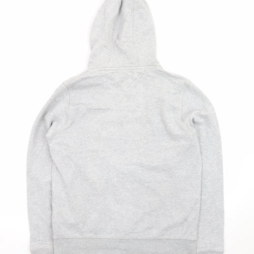 Tommy Hilfiger Men’s Grey Pullover Hoodie S Logo Fleece Sweatshirt
