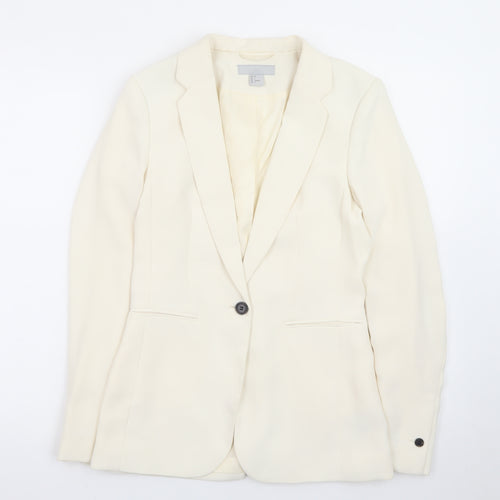 H&M Women's Ivory Single-Breasted Blazer Size 6 Slim Fit