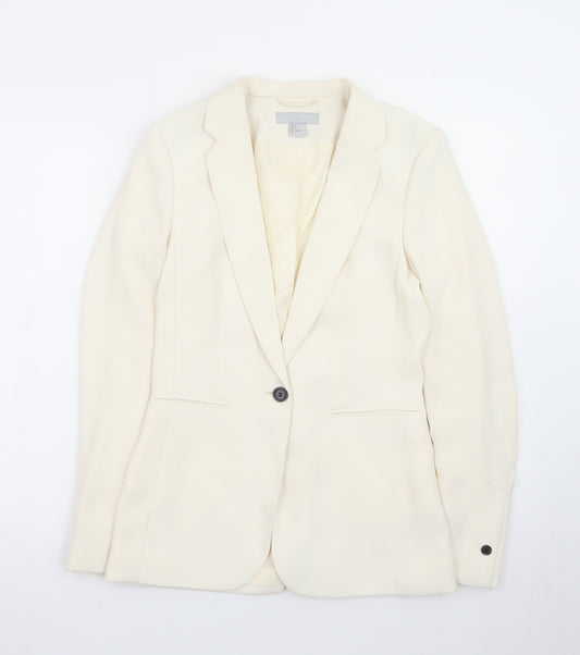 H&M Women's Ivory Single-Breasted Blazer Size 6 Slim Fit