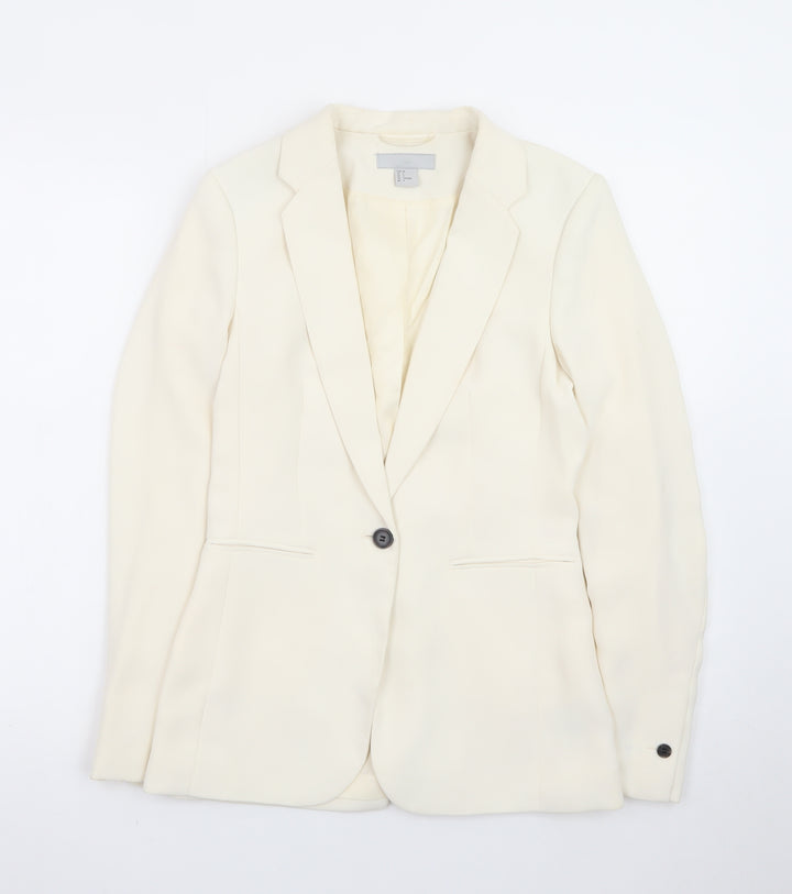 H&M Women's Ivory Single-Breasted Blazer Size 6 Slim Fit