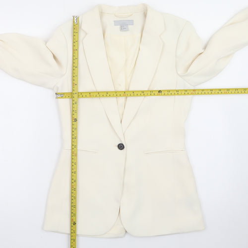H&M Women's Ivory Single-Breasted Blazer Size 6 Slim Fit