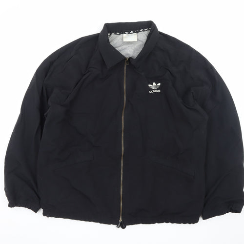 Adidas Mens Black 44/46 Bomber Jacket Full Zip Lined Casual