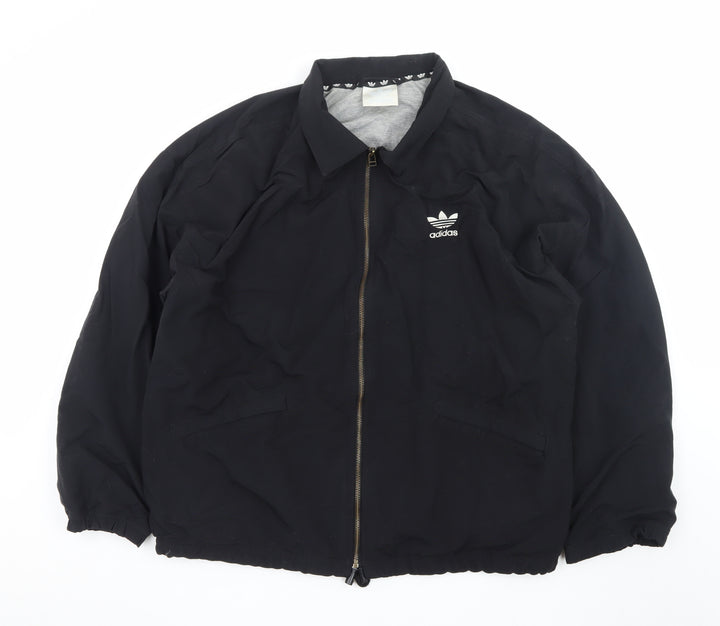 Adidas Mens Black 44/46 Bomber Jacket Full Zip Lined Casual