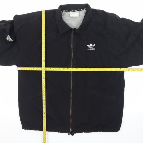 Adidas Mens Black 44/46 Bomber Jacket Full Zip Lined Casual