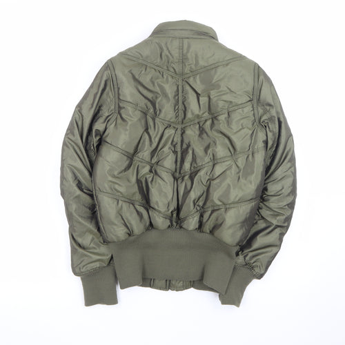 Oasis Women's Green Size 10 Bomber Jacket Zip Quilted Casual