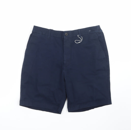 Marks and Spencer Men's Blue Chino Shorts Size L 36in Elastic Waist