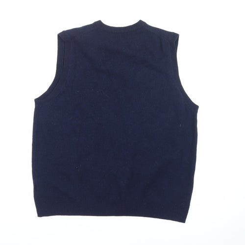 Marks and Spencer Men’s Blue XL Lambswool V-Neck Sleeveless Vest Jumper