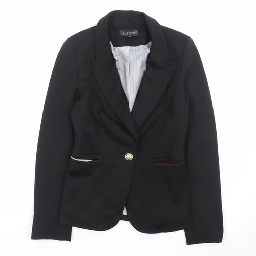 Attentif Women's Black Slim Fit One-Button Blazer Size 10