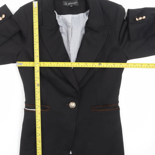 Attentif Women's Black Slim Fit One-Button Blazer Size 10