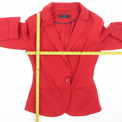 New Look Women's Red One-Button Blazer Jacket Size M Workwear