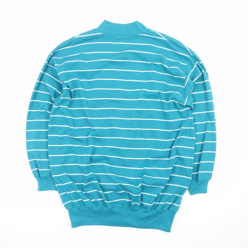 Blast Point Women's Blue Striped Petites Cardigan M Relaxed Fit