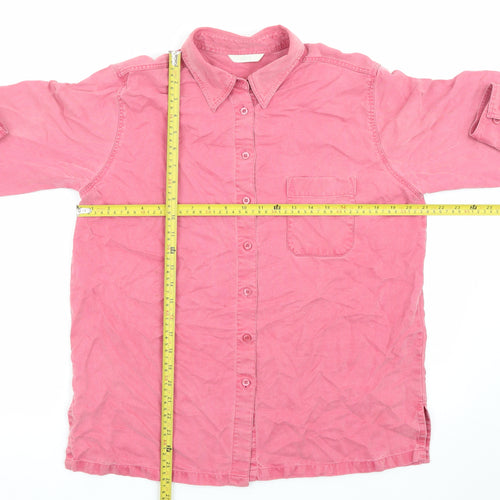 Marks and Spencer Women Pink Cotton Long Sleeve Button-Up Shirt UK 16