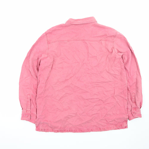 Marks and Spencer Women Pink Cotton Long Sleeve Button-Up Shirt UK 16