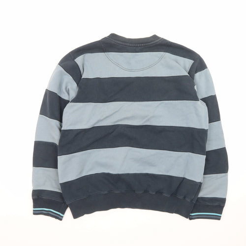 Fred Perry Men's Blue Striped Crew Neck Pullover Sweatshirt L