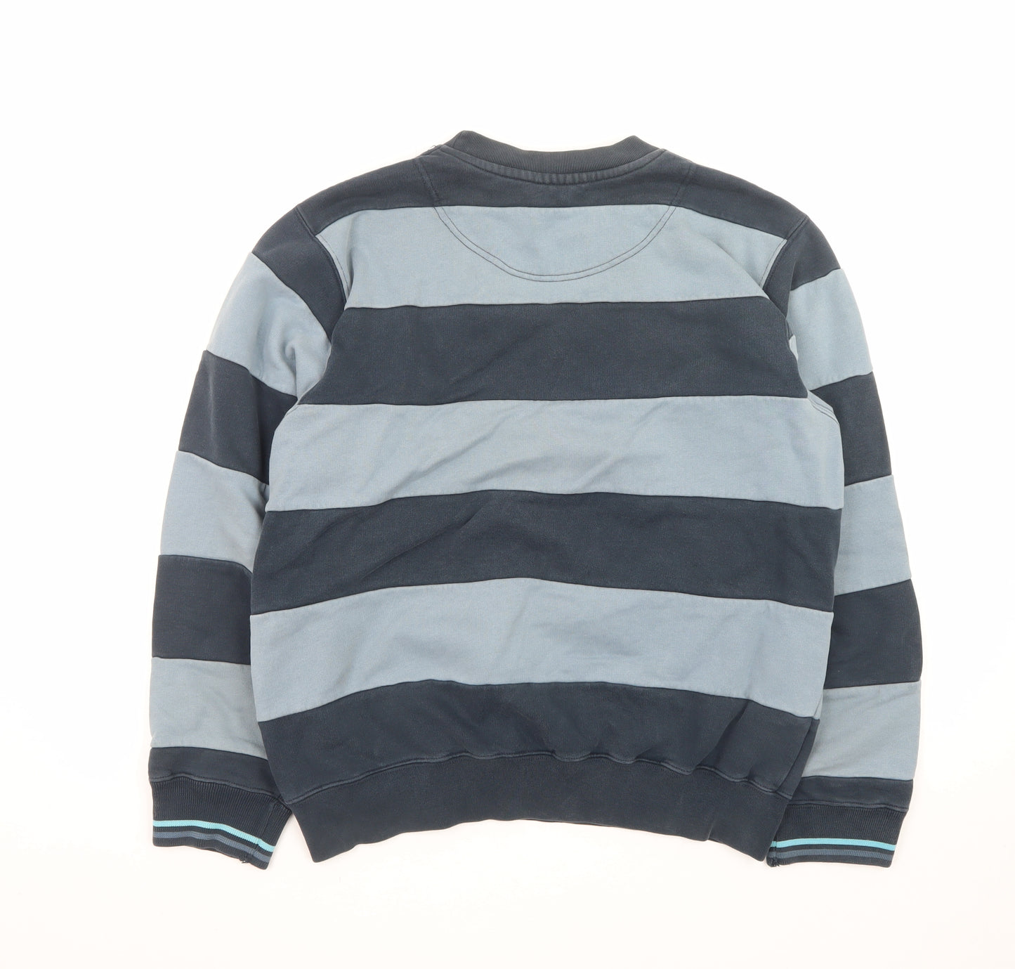 Fred Perry Men's Blue Striped Crew Neck Pullover Sweatshirt L