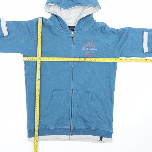 Quiksilver Men's Blue Full Zip Hoodie Size L Surf Logo Cotton Blend