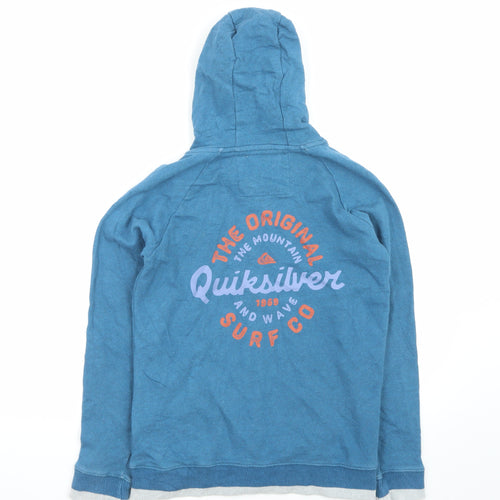 Quiksilver Men's Blue Full Zip Hoodie Size L Surf Logo Cotton Blend
