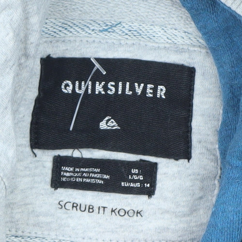 Quiksilver Men's Blue Full Zip Hoodie Size L Surf Logo Cotton Blend