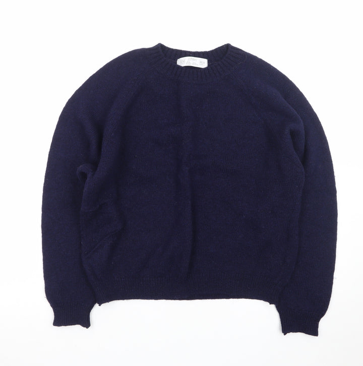 Marks & Spencer Women Navy Blue Wool Crew Neck Jumper Size 16/18