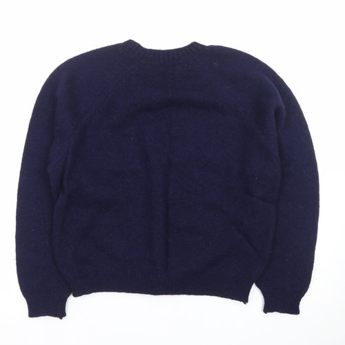 Marks & Spencer Women Navy Blue Wool Crew Neck Jumper Size 16/18