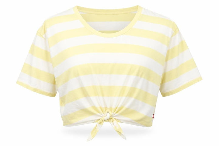 Levi's Women Yellow Striped Cropped T-Shirt Size S Casual Summer