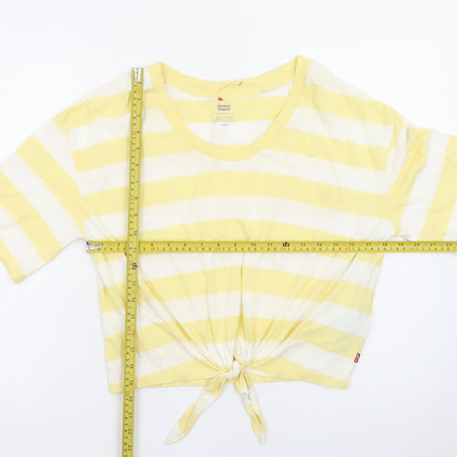 Levi's Women Yellow Striped Cropped T-Shirt Size S Casual Summer