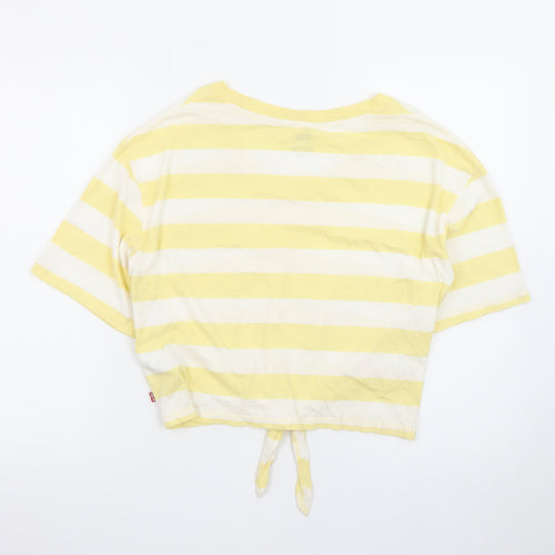 Levi's Women Yellow Striped Cropped T-Shirt Size S Casual Summer