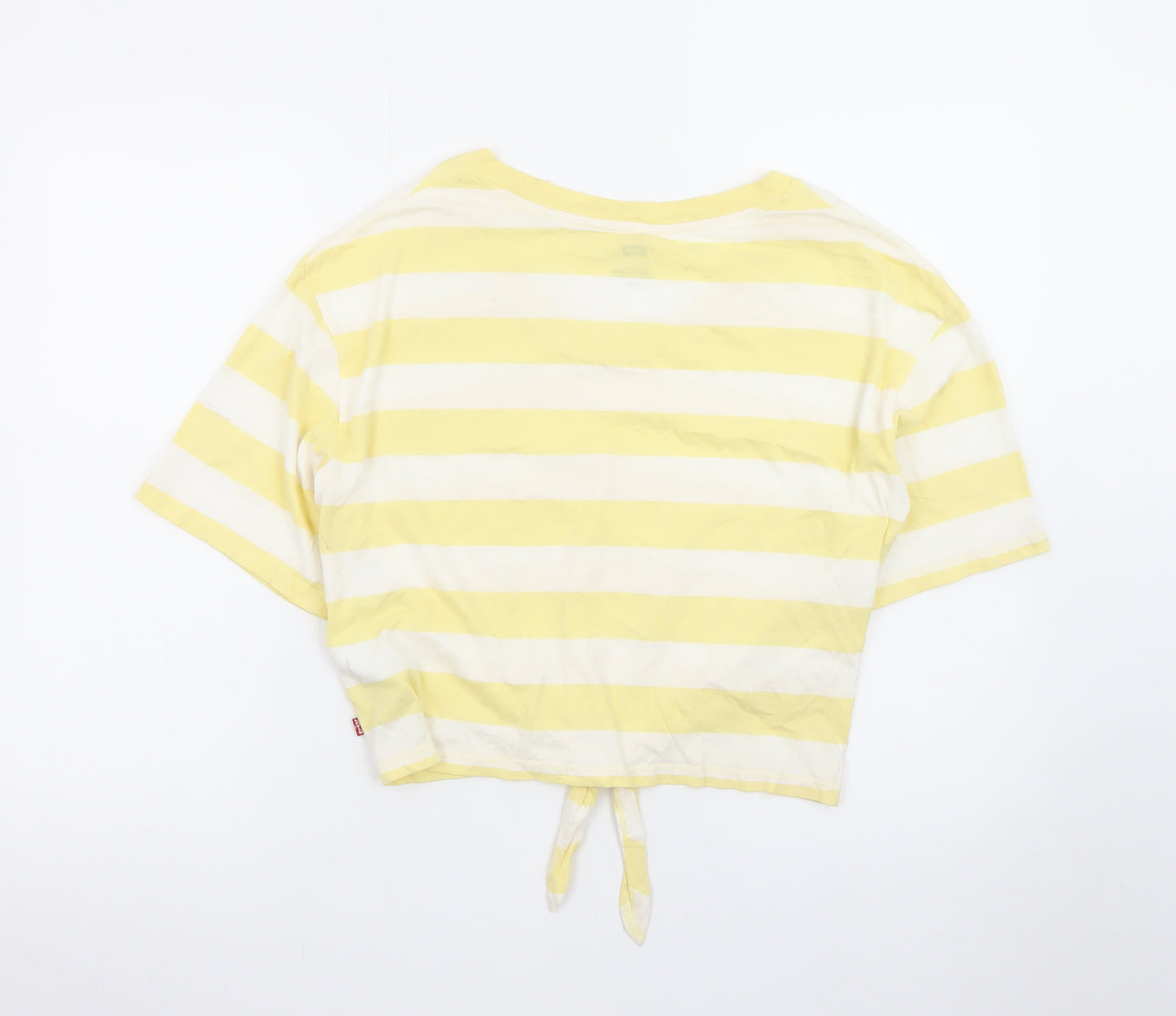 Levi's Women Yellow Striped Cropped T-Shirt Size S Casual Summer
