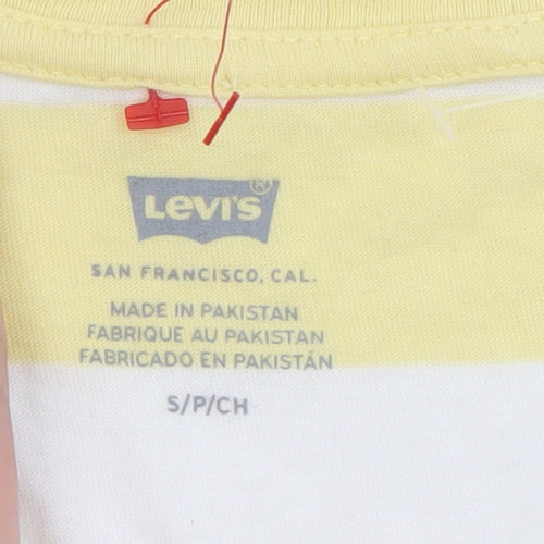 Levi's Women Yellow Striped Cropped T-Shirt Size S Casual Summer