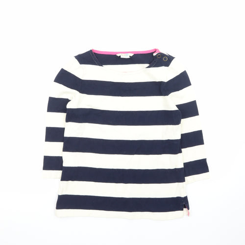 Boden Women’s Blue White Striped 3/4 Sleeve Cotton Boat Neck Top UK 10