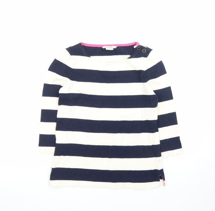 Boden Women’s Blue White Striped 3/4 Sleeve Cotton Boat Neck Top UK 10