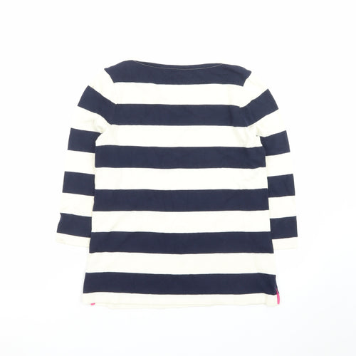Boden Women’s Blue White Striped 3/4 Sleeve Cotton Boat Neck Top UK 10