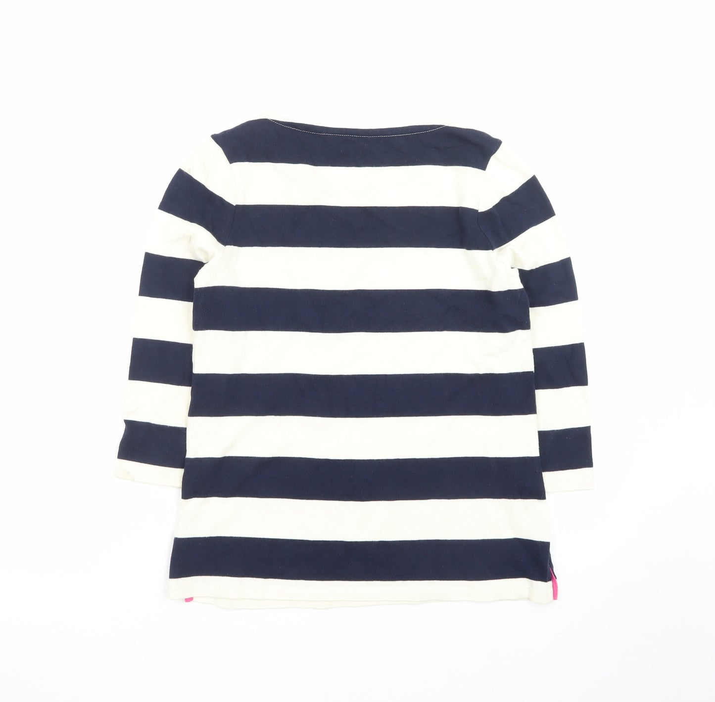 Boden Women’s Blue White Striped 3/4 Sleeve Cotton Boat Neck Top UK 10