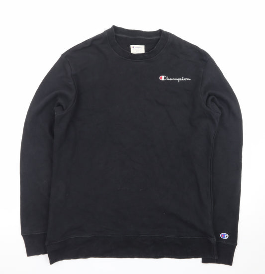 Champion Mens Black Medium Crew Neck Pullover Sweatshirt