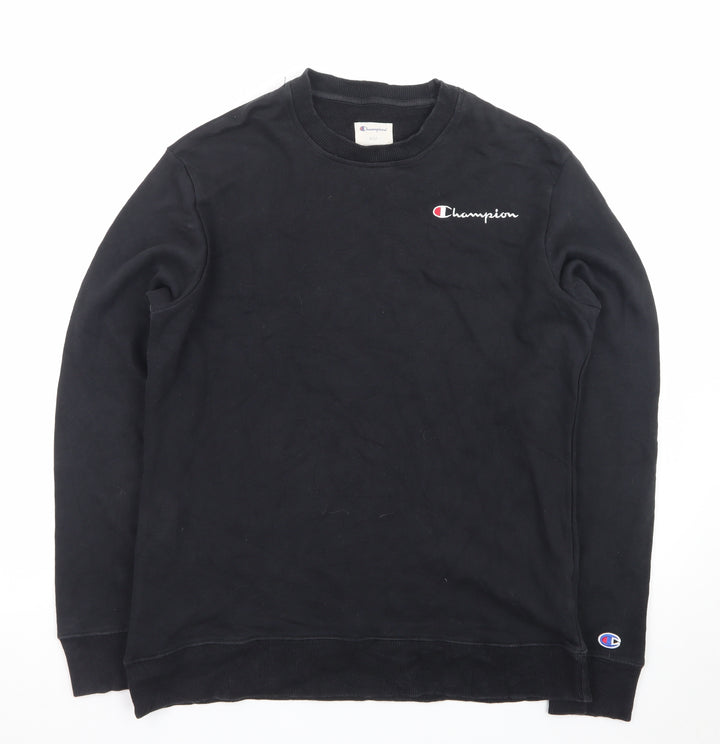 Champion Mens Black Medium Crew Neck Pullover Sweatshirt