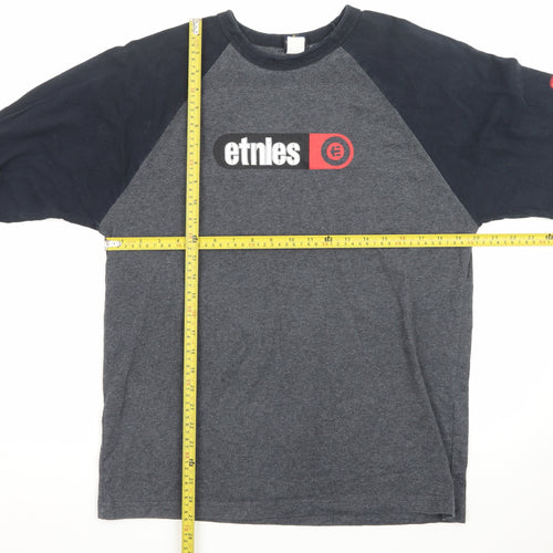 Etnies Men's Grey Long Sleeve Crew Neck Graphic T-Shirt M