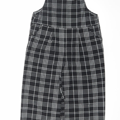 Monki Womens Black Checked Dungaree Jumpsuit Size M Regular Fit