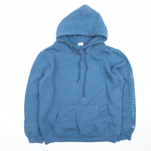 Champion Men’s Blue XL Pullover Hoodie with Logo Sleeve Print