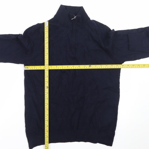 Marks and Spencer Men’s Blue Merino Wool 1/2 Zip Jumper Medium