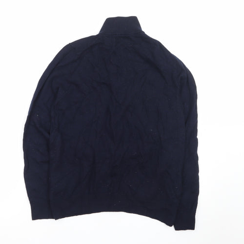 Marks and Spencer Men’s Blue Merino Wool 1/2 Zip Jumper Medium