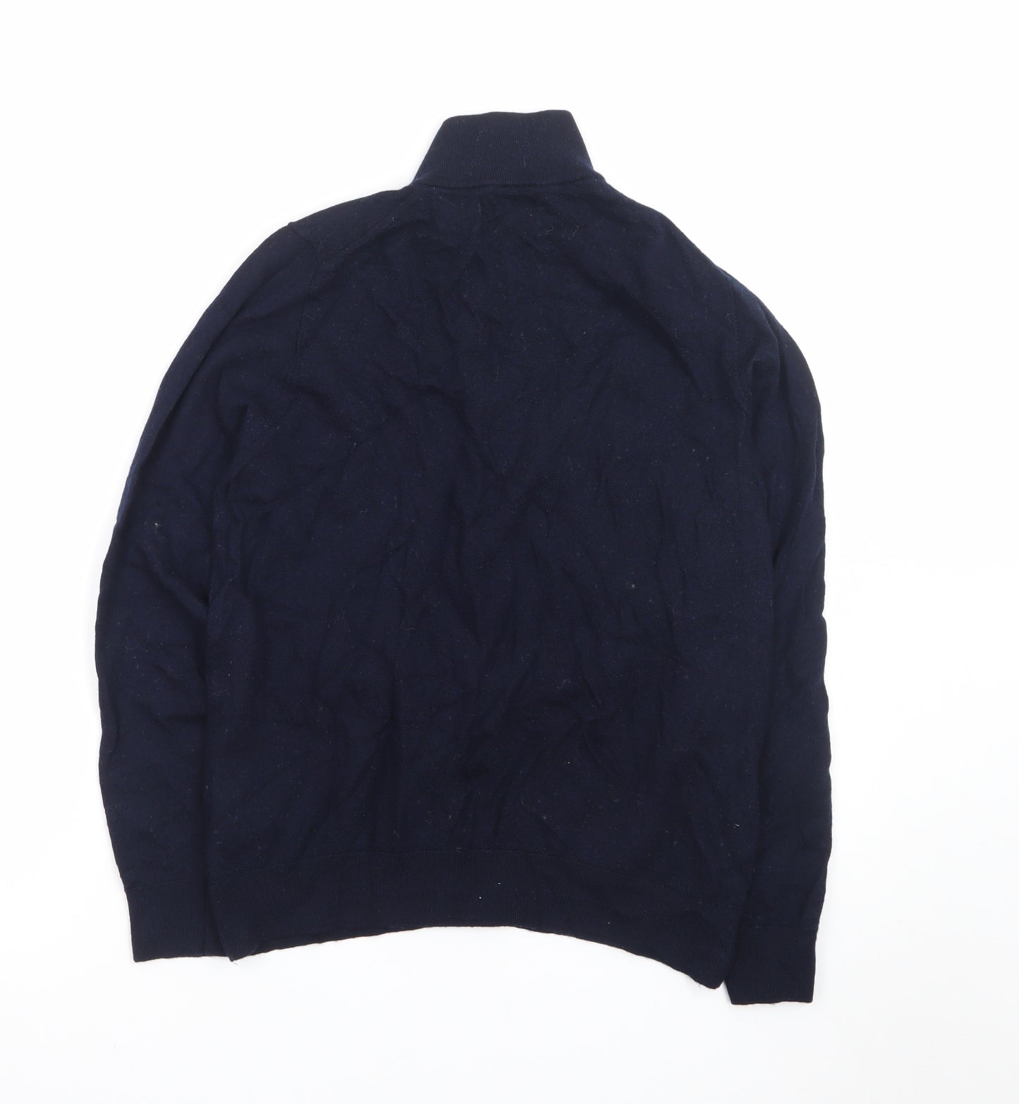 Marks and Spencer Men’s Blue Merino Wool 1/2 Zip Jumper Medium