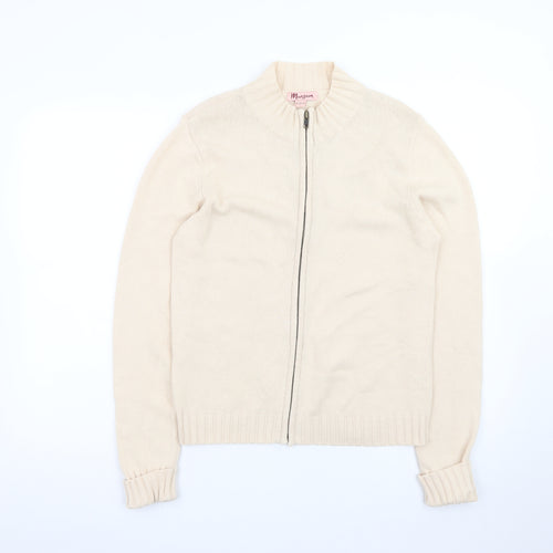 Monsoon Women Beige Full Zip Cardigan Size 12 Cotton Blend
