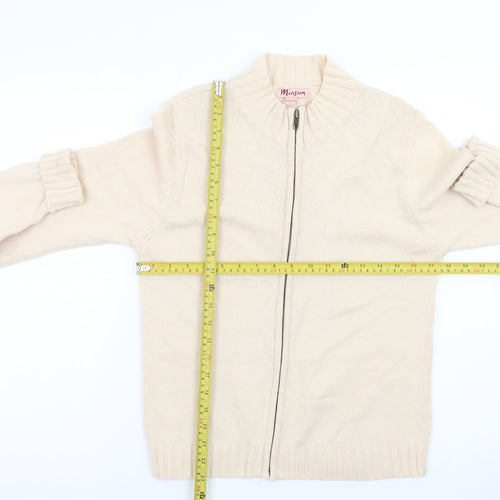 Monsoon Women Beige Full Zip Cardigan Size 12 Cotton Blend