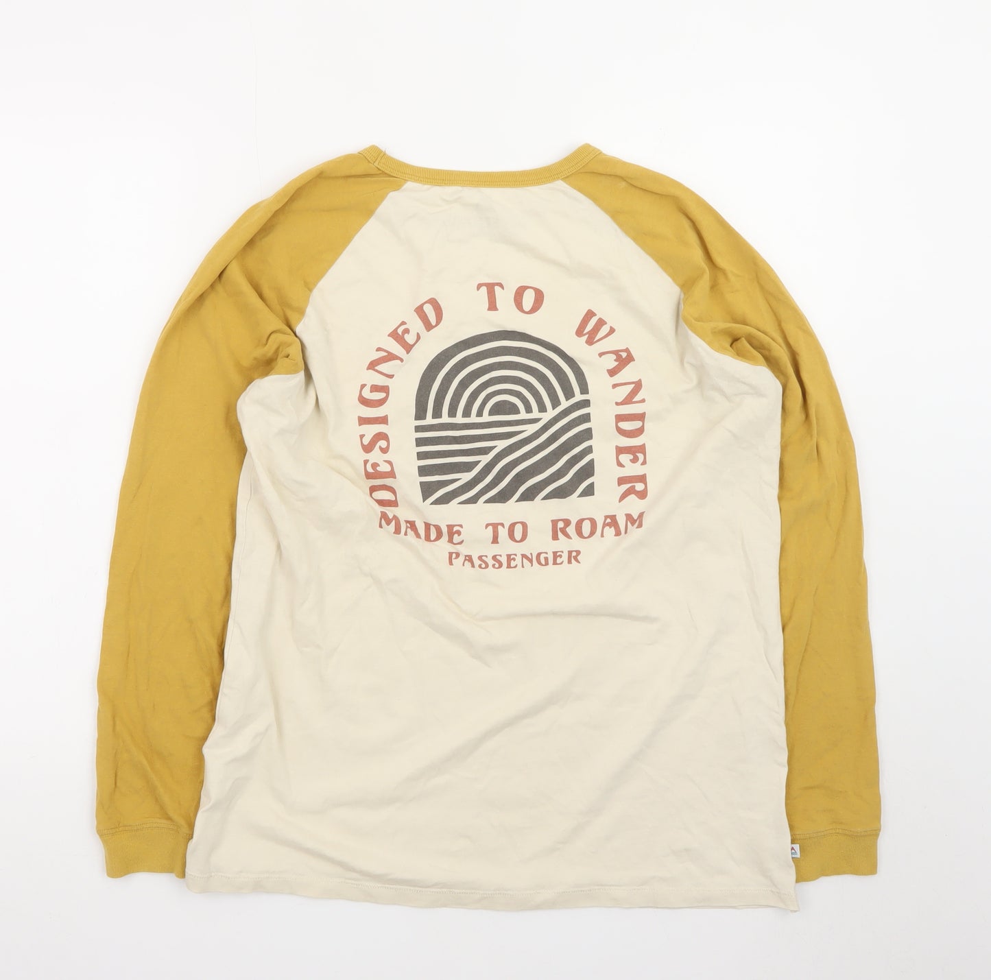Passenger Men’s Beige Mustard Long Sleeve Graphic T-Shirt Size L