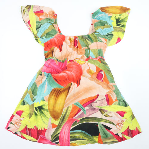 Next Women’s Multicoloured Floral A-Line Knee Length Dress Size 14