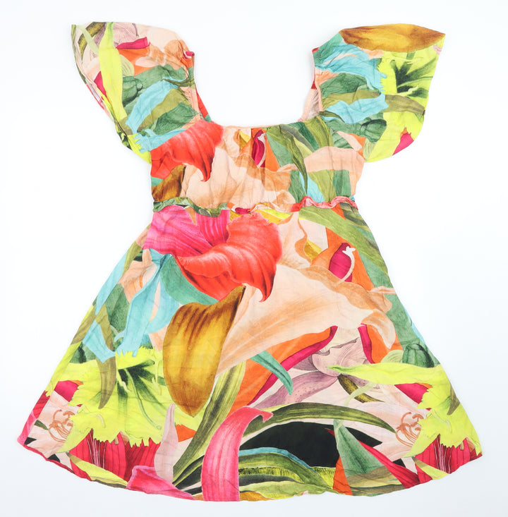 Next Women’s Multicoloured Floral A-Line Knee Length Dress Size 14